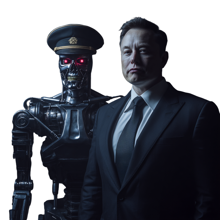 Elon And Robot Vinyl Car Decal Sticker – Waterproof & UV-Resistant 6.826666666666667"