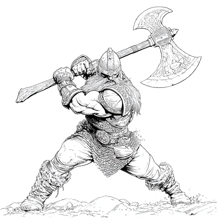 Barbarian Coloring Page Vinyl Car Decal Sticker – Waterproof & UV-Resistant 6.826666666666667"