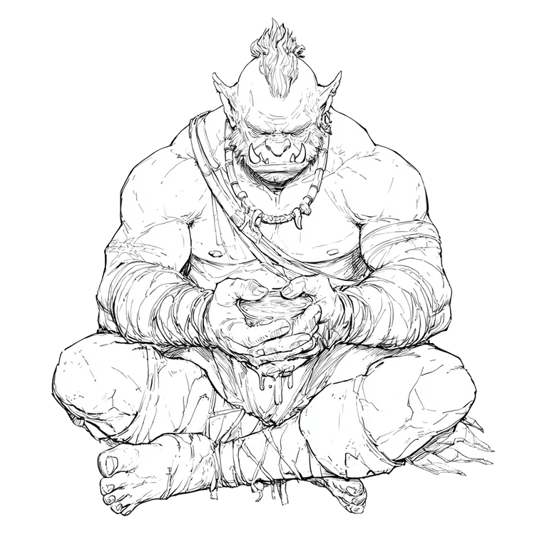Muscular Orc Meditating Vinyl Car Decal Sticker – Waterproof & UV-Resistant 3.4133333333333336"
