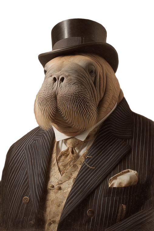 Victorian Walrus Portrait Vinyl Car Decal Sticker – Waterproof & UV-Resistant 8.96"