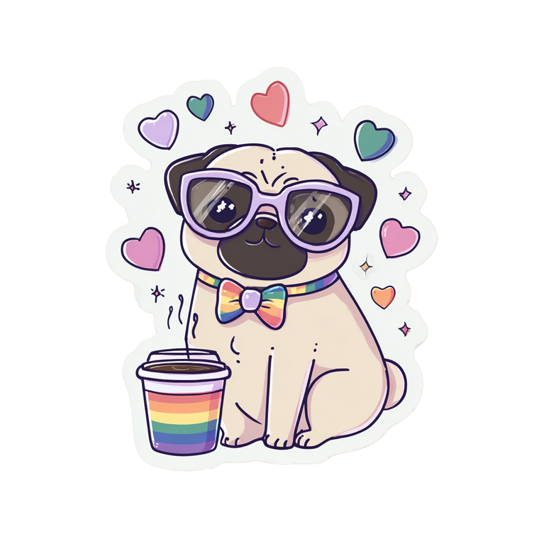 Cute Pug Sticker Vinyl Car Decal Sticker – Waterproof & UV-Resistant 6.826666666666667"