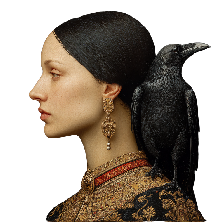 Roman Woman Raven Vinyl Car Decal Sticker – Waterproof & UV-Resistant 3.4133333333333336"