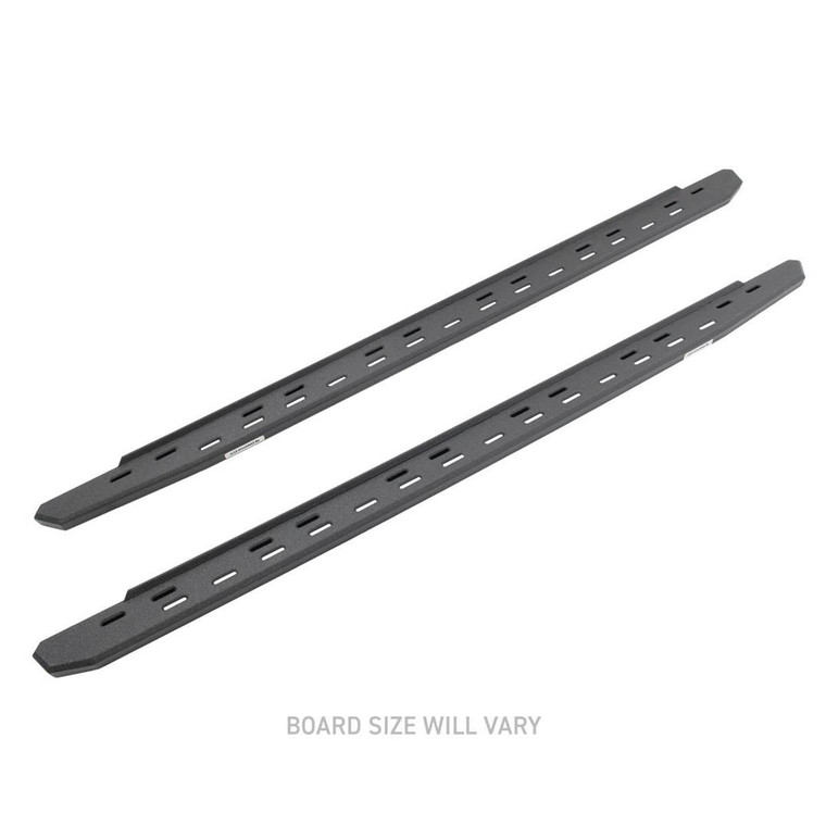 Fits 2022-2024 Toyota Tundra Go Rhino Running Board 69643687ST RB30 Slim Line; Protective Bedliner Coating; Black; Galvanized Steel; Unlighted; Rocker Panel Mount