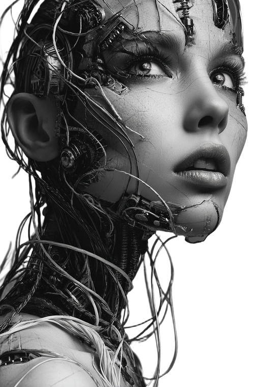 Futuristic Cyborg Woman V8 Vinyl Car Decal Sticker – Waterproof & UV-Resistant 8.96"