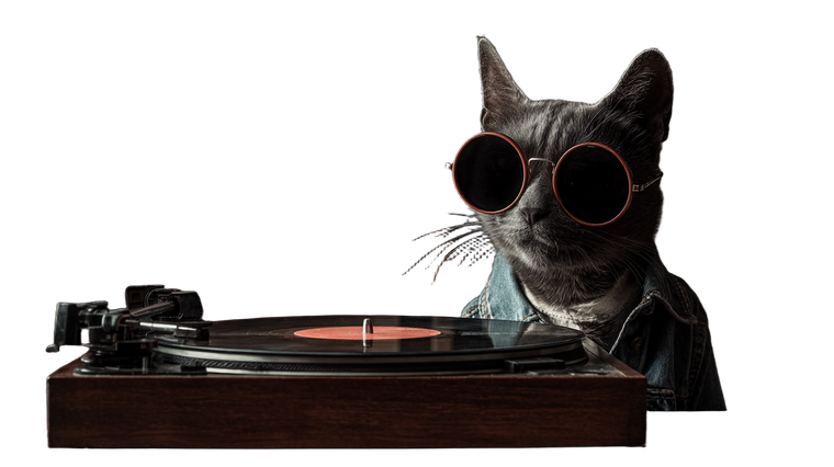 Hipster Cat Dj Vinyl Car Decal Sticker – Waterproof & UV-Resistant 2.72"