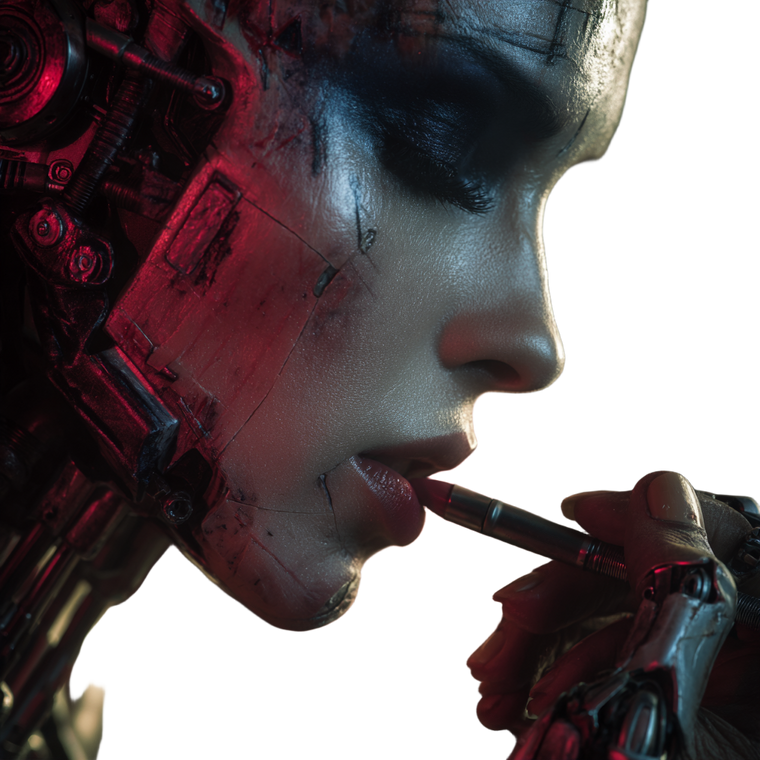 Robotic Hand Lipstick Vinyl Car Decal Sticker – Waterproof & UV-Resistant 3.4133333333333336"