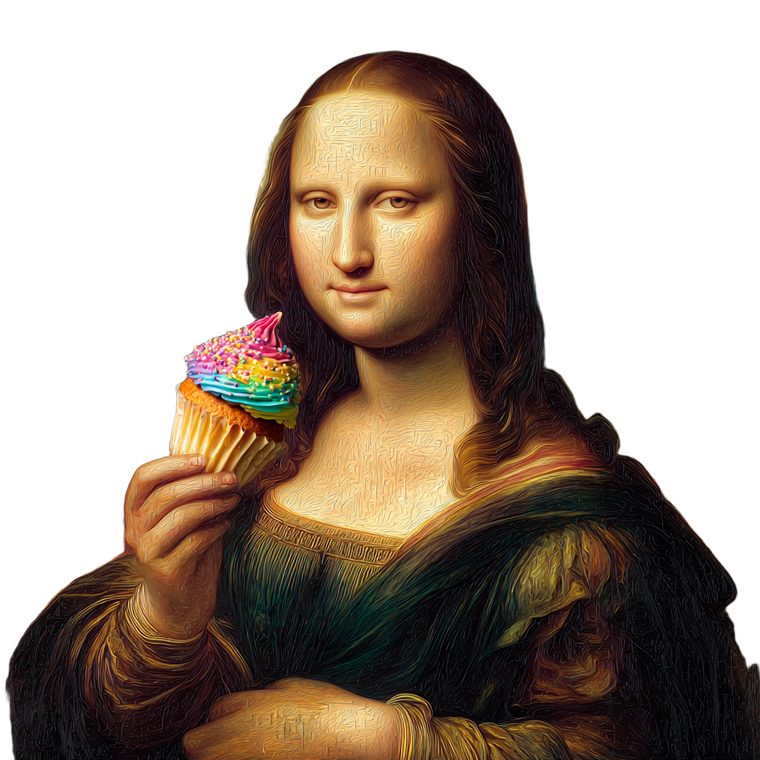 Winking Mona Cupcake Vinyl Car Decal Sticker – Waterproof & UV-Resistant 3.4133333333333336"