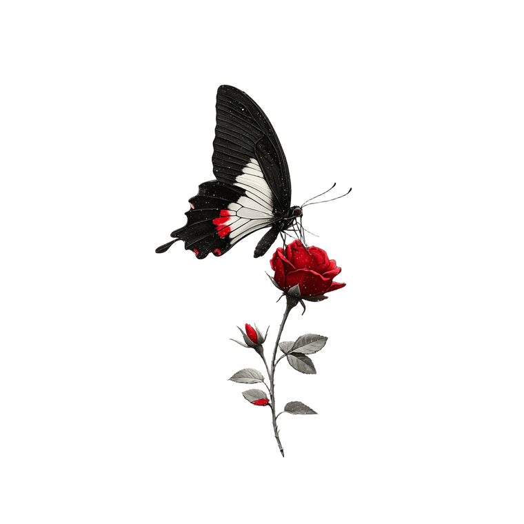 Butterfly And Rose Vinyl Car Decal Sticker – Waterproof & UV-Resistant 6.826666666666667"