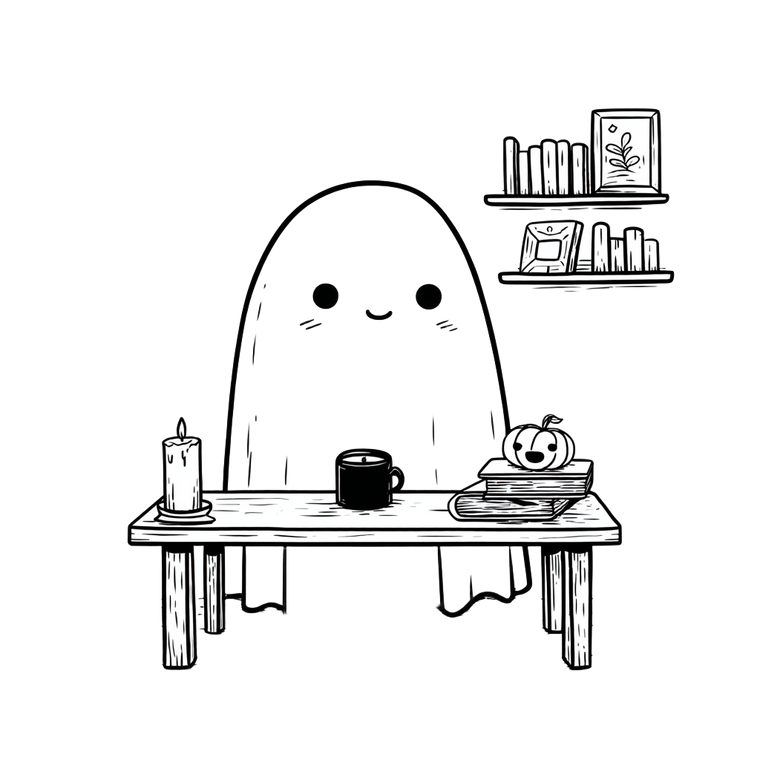 Cartoon Ghost Writing Vinyl Car Decal Sticker – Waterproof & UV-Resistant 3.4133333333333336"