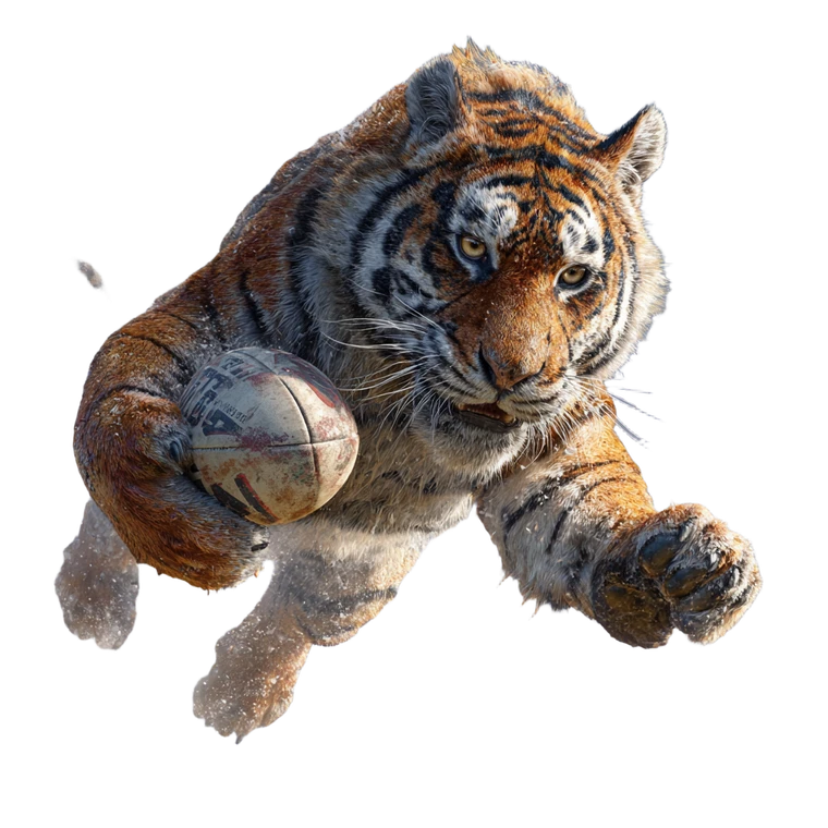 Tiger Rugby Leap Vinyl Car Decal Sticker – Waterproof & UV-Resistant 3.4133333333333336"
