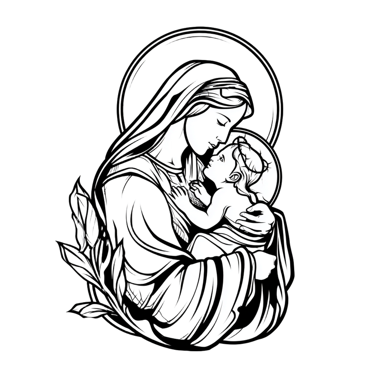 Mary Holding Christ Vinyl Car Decal Sticker – Waterproof & UV-Resistant 6.826666666666667"