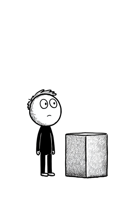 Stick Figure Examines Box V2 Vinyl Car Decal Sticker – Waterproof & UV-Resistant 4.8533333333333335"