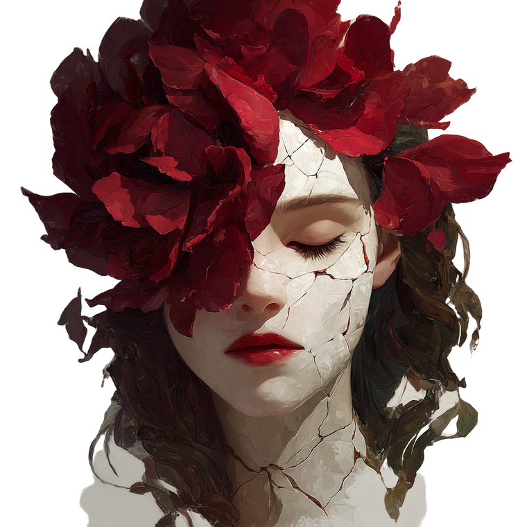 Rose-Faced Woman Vinyl Car Decal Sticker – Waterproof & UV-Resistant 3.4133333333333336"