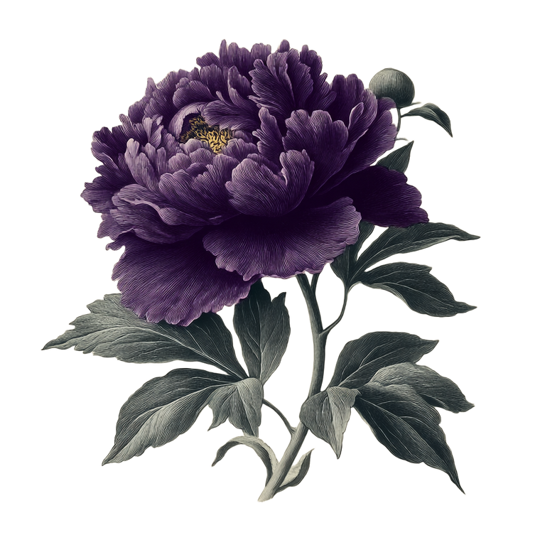 Purple Peony Illustration Vinyl Car Decal Sticker – Waterproof & UV-Resistant 6.826666666666667"