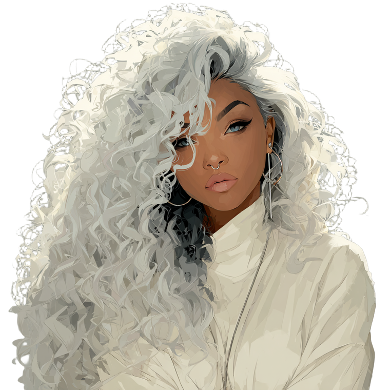 Elegant Silver-Haired Woman V2 Vinyl Car Decal Sticker – Waterproof & UV-Resistant 3.4133333333333336"