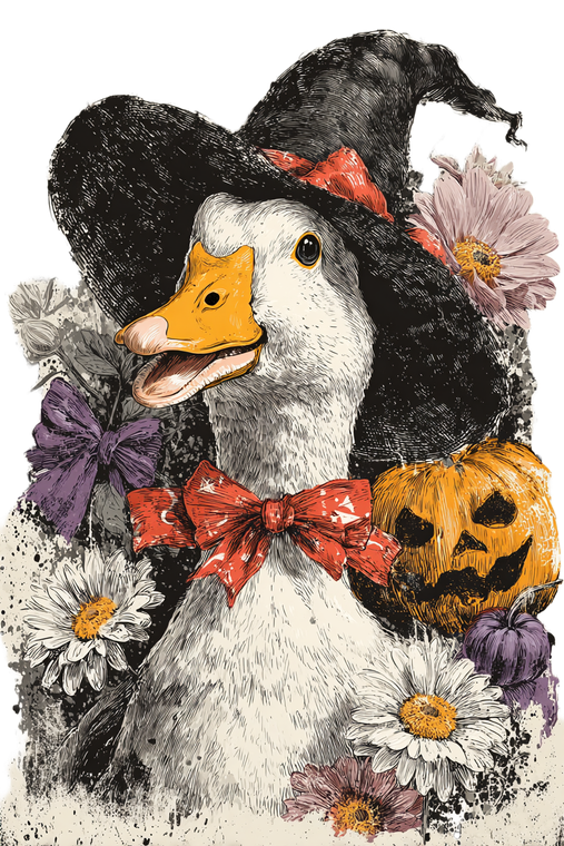 Witch Hat Goose Vinyl Car Decal Sticker – Waterproof & UV-Resistant 8.96"