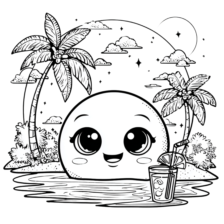 Kawaii Sun Scene Vinyl Car Decal Sticker – Waterproof & UV-Resistant 3.4133333333333336"