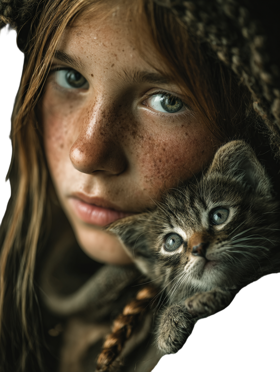 Girl With Kitten V12 Vinyl Car Decal Sticker – Waterproof & UV-Resistant 8.213333333333333"