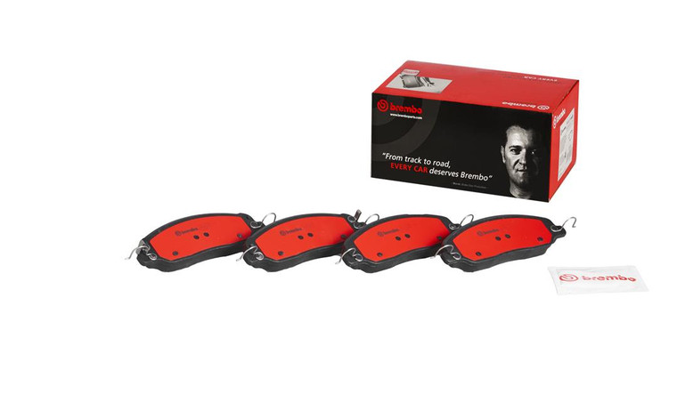 Brembo Ceramic Brake Pads Set | 2011-2014 Ford Mustang | Low Dust, Premium Hardware, Quiet, Smooth Braking