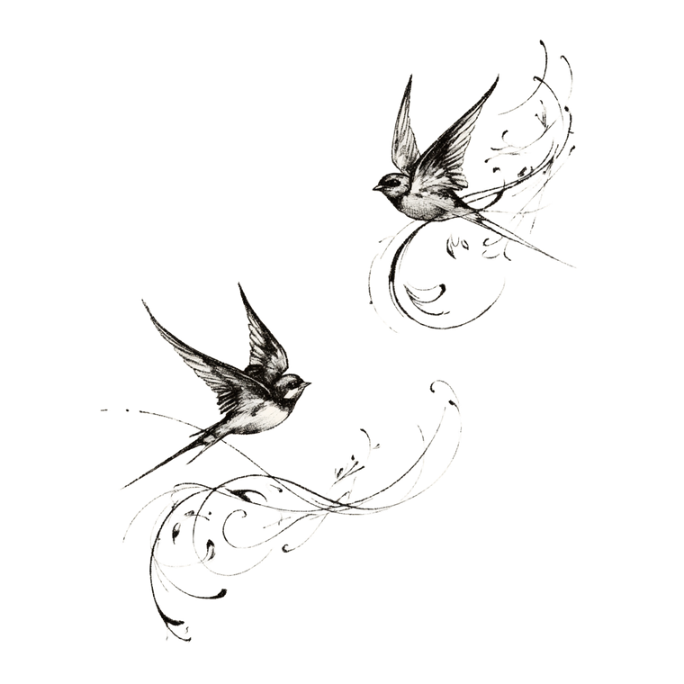Swallows In Flight V2 Vinyl Car Decal Sticker – Waterproof & UV-Resistant 3.4133333333333336"