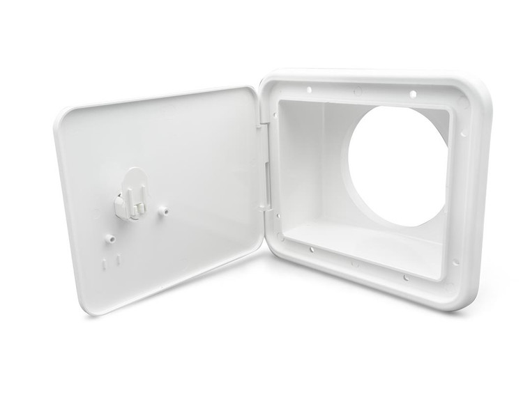 USA Made Sewer Hose Carrier | UV Resistant, White, Thumb Lock | B&B Molders L8D82-A Approved