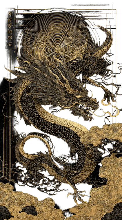 Golden Cyber Dragon Vinyl Car Decal Sticker – Waterproof & UV-Resistant 4.906666666666666"