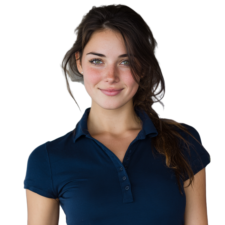 Smiling Brunette Waitress Vinyl Car Decal Sticker – Waterproof & UV-Resistant 3.4133333333333336"