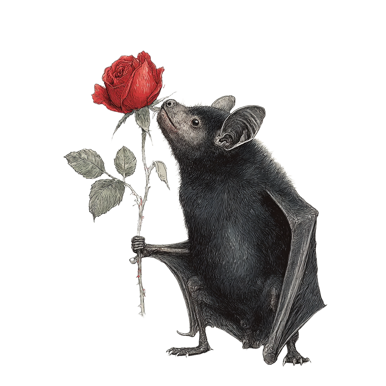 Gothic Bat Rose Vinyl Car Decal Sticker – Waterproof & UV-Resistant 3.4133333333333336"