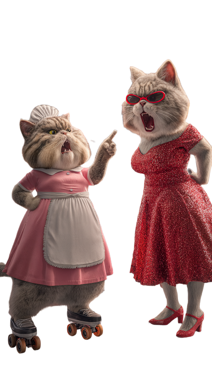 Angry Waitress Cat Vinyl Car Decal Sticker – Waterproof & UV-Resistant 4.8533333333333335"