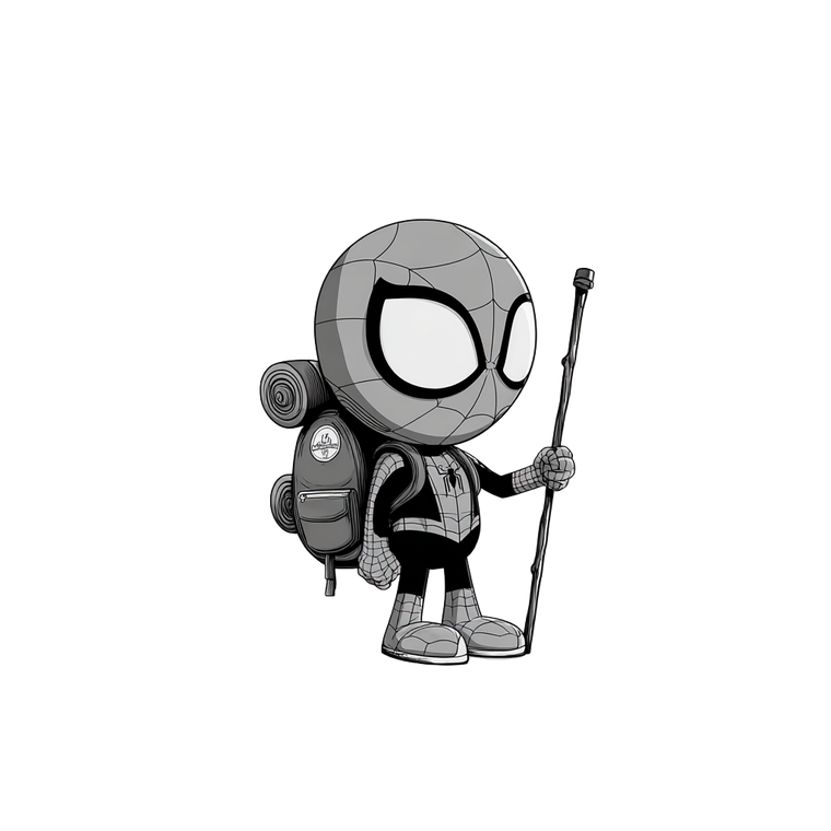 Cartoon Spiderman Hiking Vinyl Car Decal Sticker – Waterproof & UV-Resistant 3.4133333333333336"
