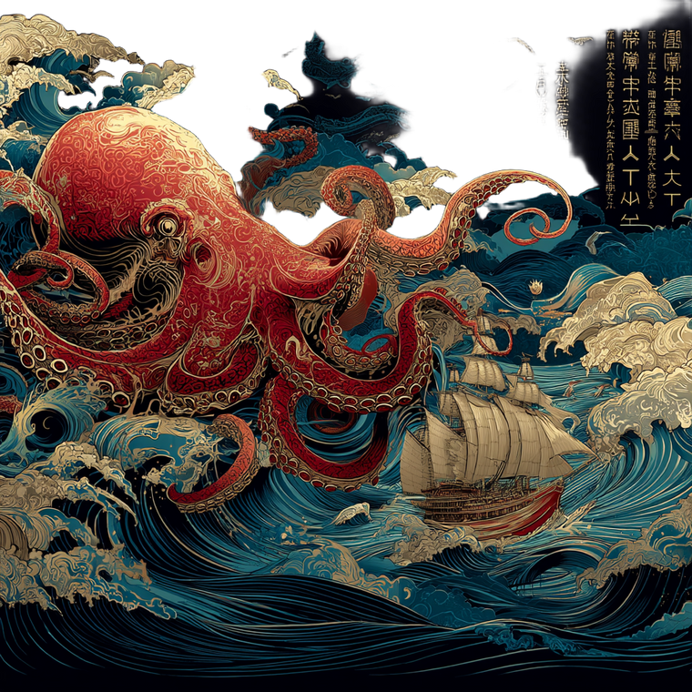Japanese Kraken V2 Vinyl Car Decal Sticker – Waterproof & UV-Resistant 3.4133333333333336"