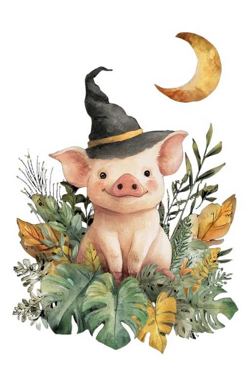 Witch Hat Pig Vinyl Car Decal Sticker – Waterproof & UV-Resistant 4.4