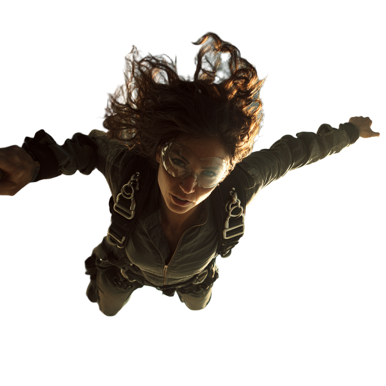 Action Heroine Hanging Vinyl Car Decal Sticker – Waterproof & UV-Resistant 3.4133333333333336"