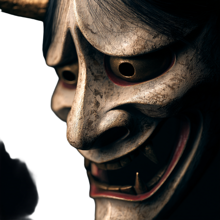 Hannya Mask V37 Vinyl Car Decal Sticker – Waterproof & UV-Resistant 3.4133333333333336"