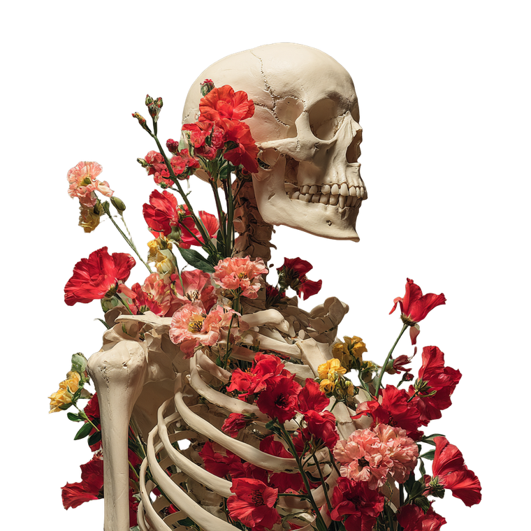 Floral Skeleton V2 Vinyl Car Decal Sticker – Waterproof & UV-Resistant 6.826666666666667"
