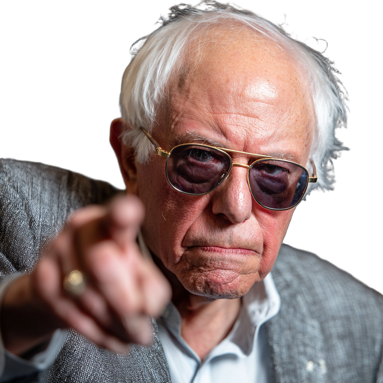 Bernie Sanders Accusing Vinyl Car Decal Sticker – Waterproof & UV-Resistant 3.4133333333333336"