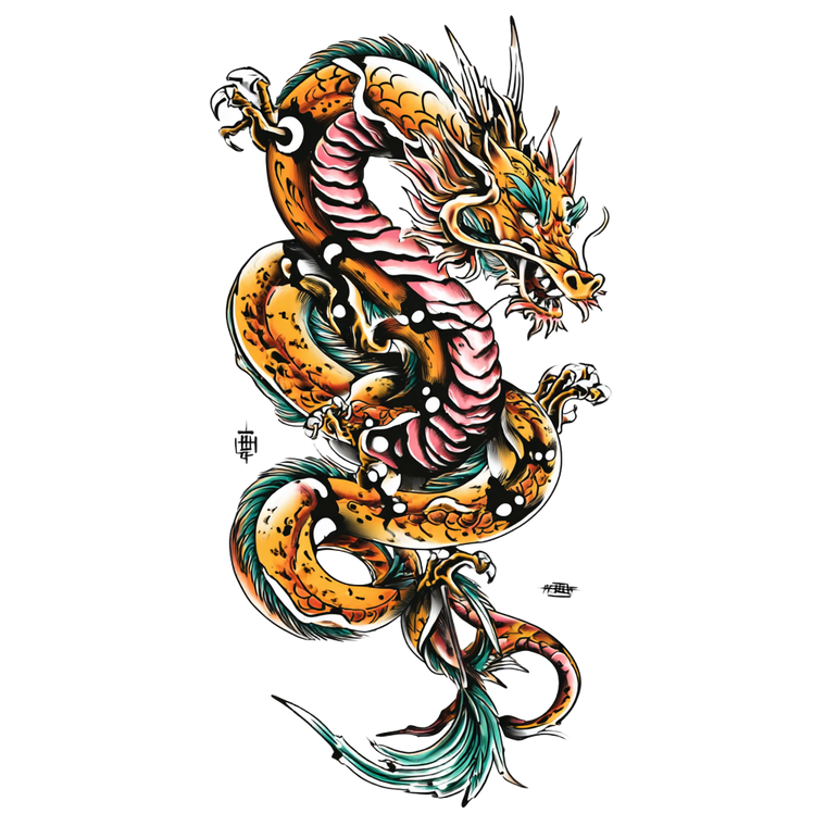 Chinese Dragon Tattoo V24 Vinyl Car Decal Sticker – Waterproof & UV-Resistant 6.826666666666667"