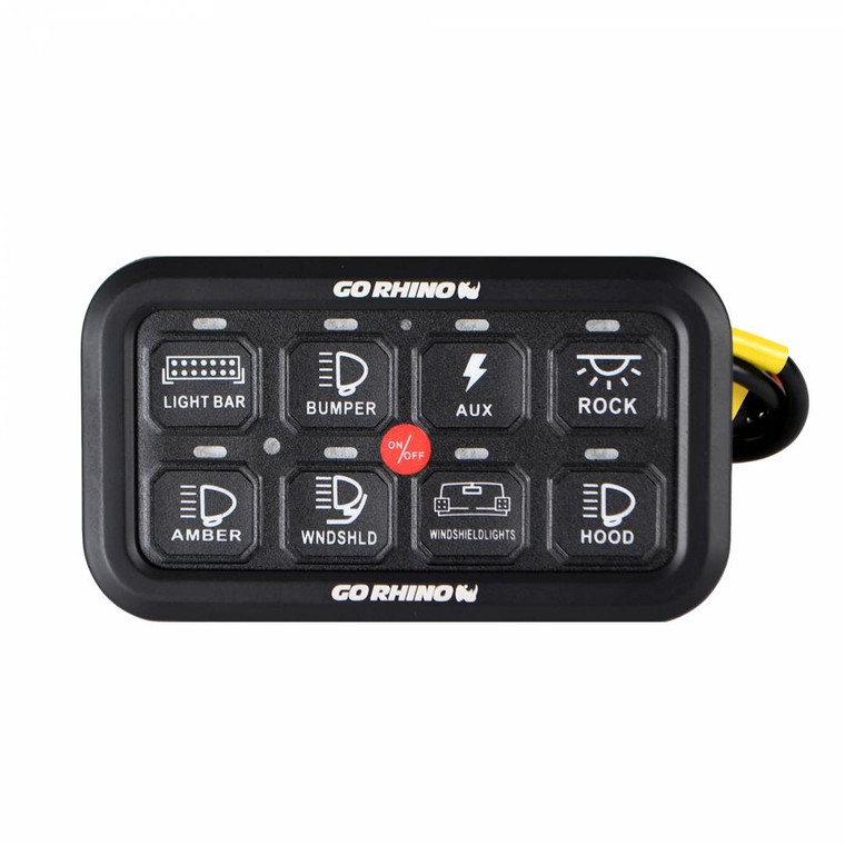 Take Control of Up to 8 Accessories with Go Rhino Black Aluminum Switch Panel | Easy Install, Fuse Adapter, Memory Override