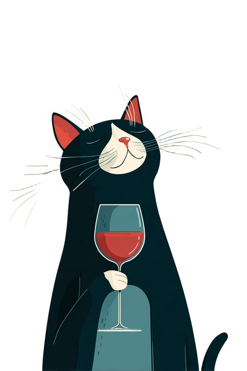 Wine Cat Vinyl Car Decal Sticker – Waterproof & UV-Resistant 8.96"