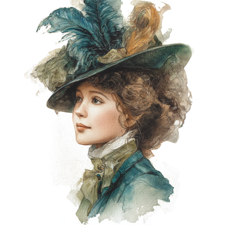 Victorian Feather Hat Vinyl Car Decal Sticker – Waterproof & UV-Resistant 6.826666666666667"