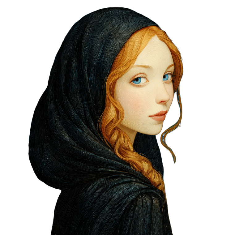 Smug Hooded Woman Vinyl Car Decal Sticker – Waterproof & UV-Resistant 3.4133333333333336"