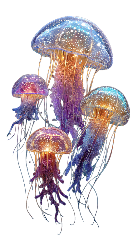 Glowing Jellyfish Group V2 Vinyl Car Decal Sticker – Waterproof & UV-Resistant 9.706666666666667"
