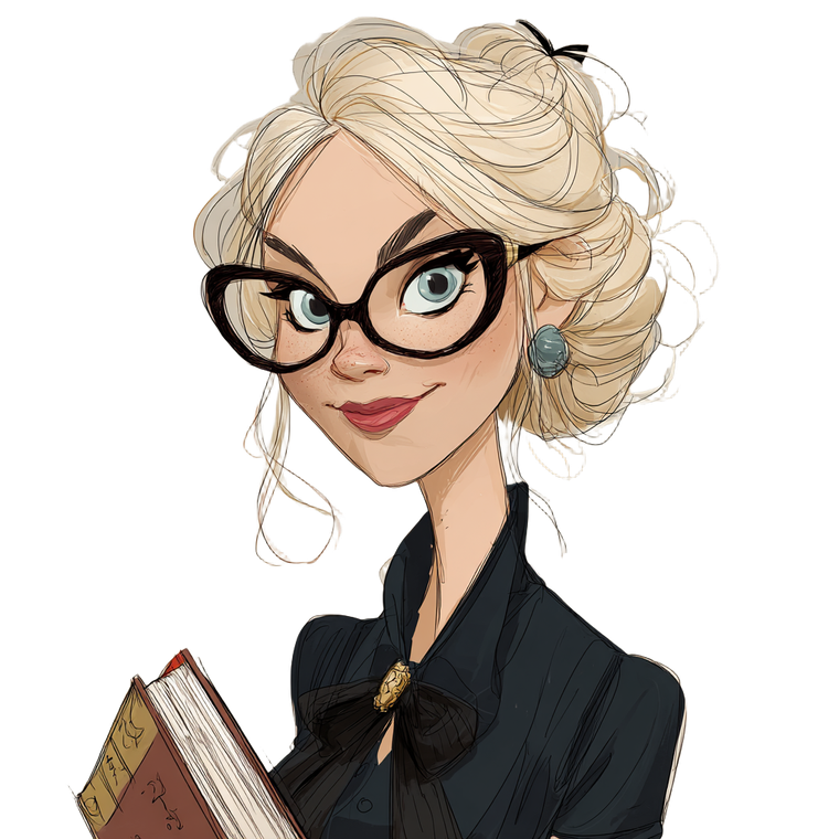 Blonde Librarian Woman Vinyl Car Decal Sticker – Waterproof & UV-Resistant 3.4133333333333336"