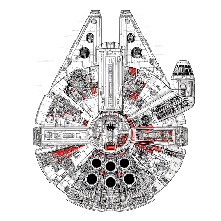 Millennium Falcon Cross-Section Vinyl Car Decal Sticker – Waterproof & UV-Resistant 3.4133333333333336"