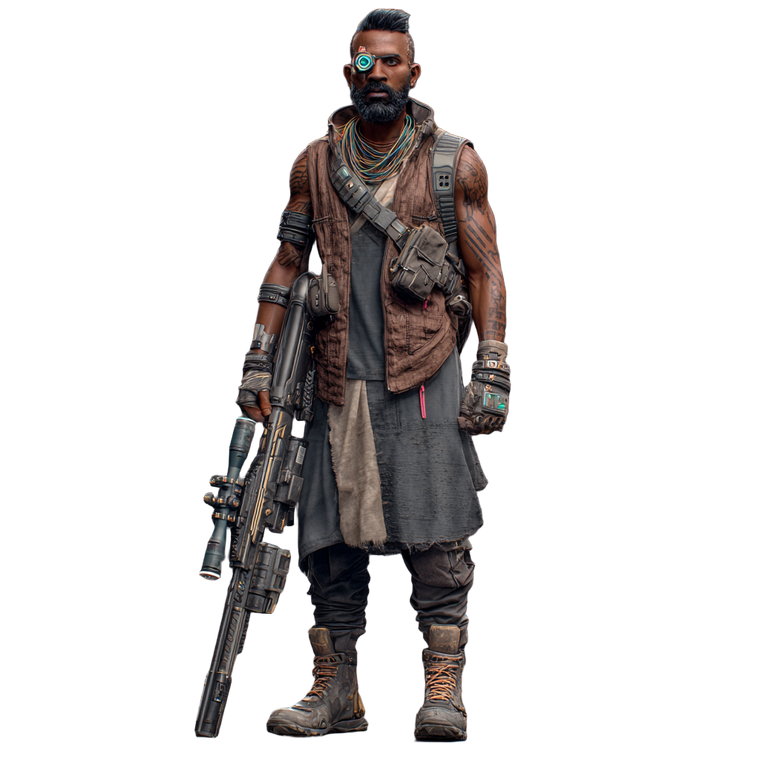 Cyberpunk Indian Soldier Vinyl Car Decal Sticker – Waterproof & UV-Resistant 3.4133333333333336"