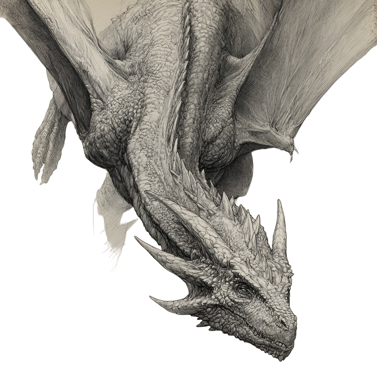 Flying Dragon Sketch V3 Vinyl Car Decal Sticker – Waterproof & UV-Resistant 6.826666666666667"