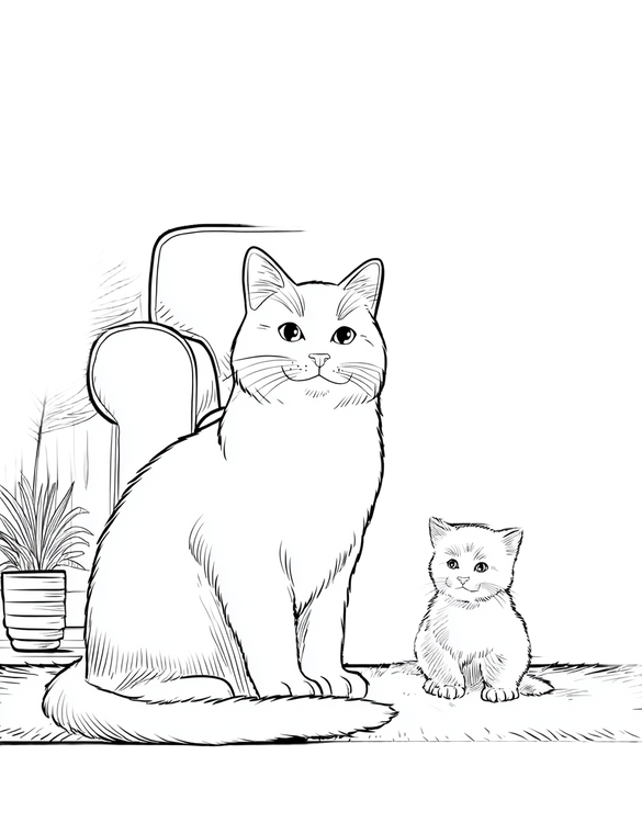 Cute Cat Coloring V2 Vinyl Car Decal Sticker – Waterproof & UV-Resistant 4.16"