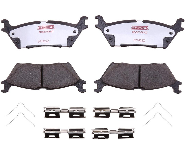 Fits 2021-2023 Ford F-150 Raybestos Brakes Brake Pad EHT2383H Element3; OE Replacement; FMSI Number D2383-9350; Set Of 4; With Mounting Hardware