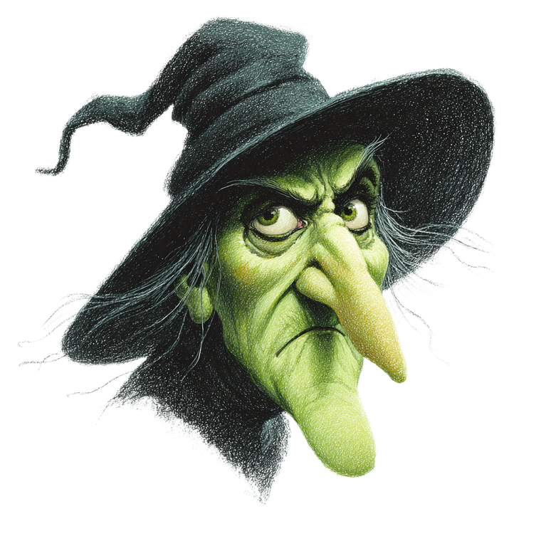 Creepy Green Witch Vinyl Car Decal Sticker – Waterproof & UV-Resistant 3.4133333333333336"