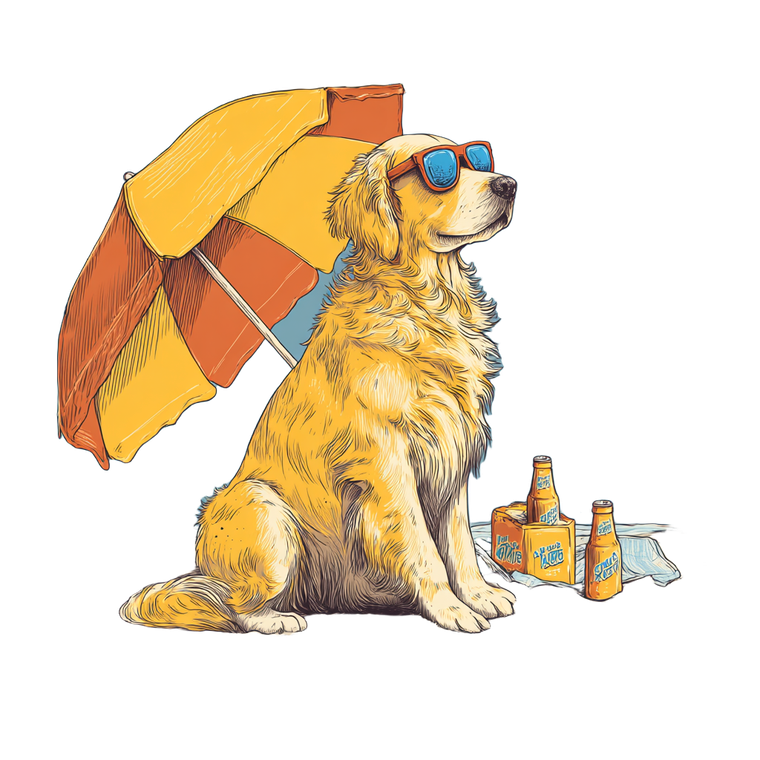 Golden Retriever Beach V5 Vinyl Car Decal Sticker – Waterproof & UV-Resistant 3.4133333333333336"